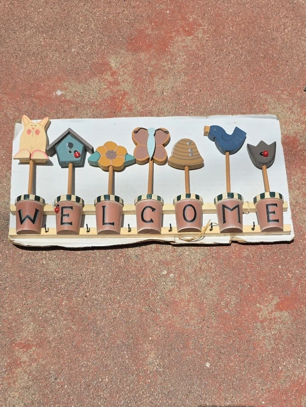 Welcome Wooden Garden Wall Hook Sign